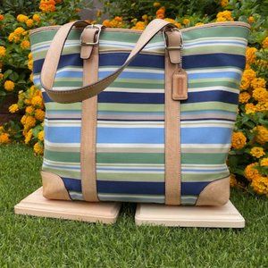 Large Coach Shopper with Leather Trim